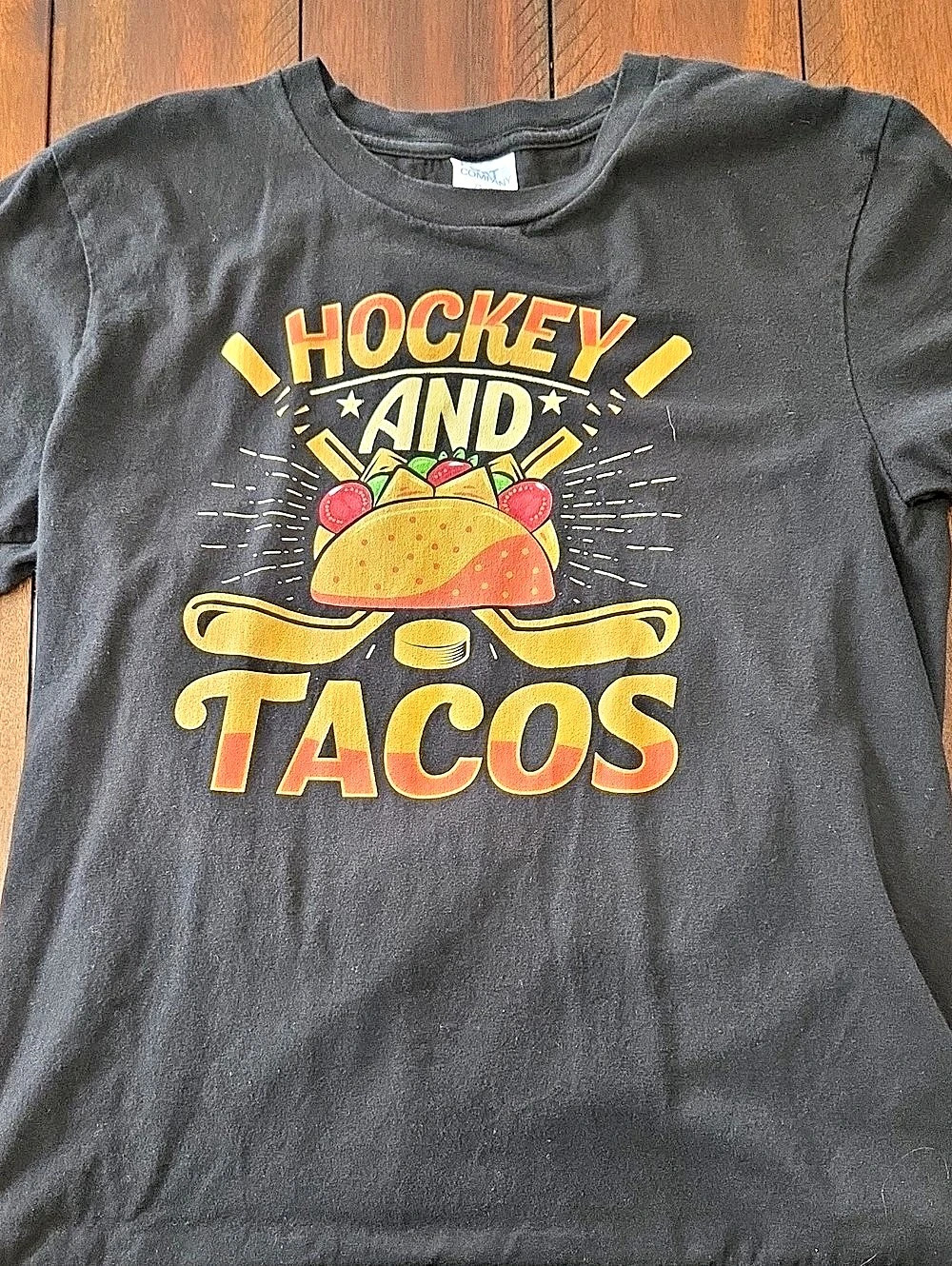 Port & Company " Hockey and Tacos" Graphic Tee Size Large